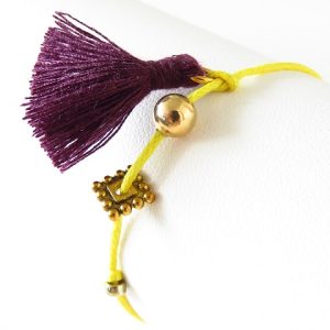 bracelet coton ciré pompon