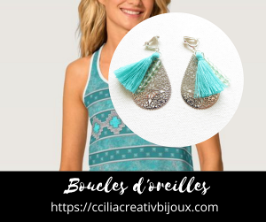 Boucles D'oreilles Pendantes à Pompons Bleus - Acier Inoxydable, Hypoallergénique
