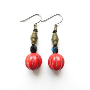 boucles d'oreilles rouge