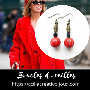 boucles d'oreilles rouge