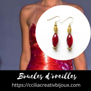 boucles d'oreilles rouge cerise