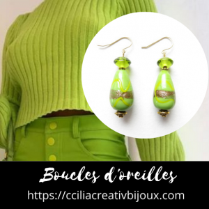 boucles d'oreilles vertes