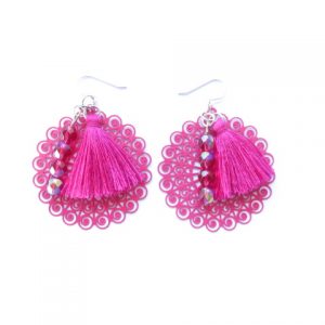 boucles d'oreilles rose fuchsia