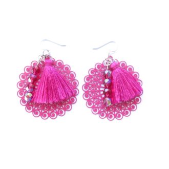 boucles d'oreilles rose fuchsia