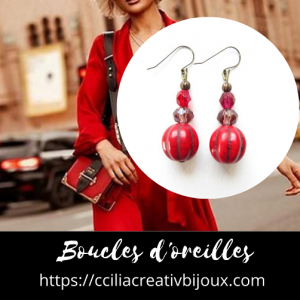 boucles d'oreilles rouge