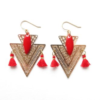 boucles d'oreilles or rouge