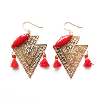 boucles d'oreilles or rouge