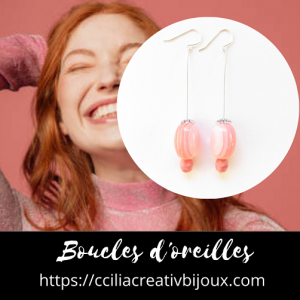 boucles d'oreilles rose
