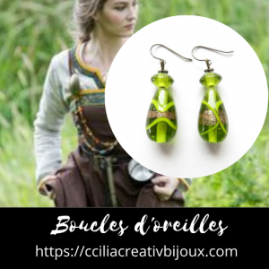 boucles d'oreilles vertes