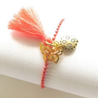 bracelet papillon pompon