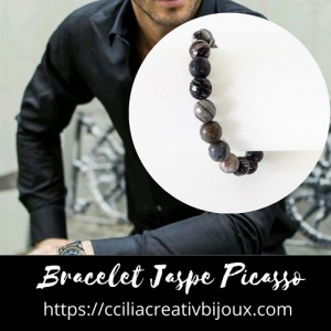 bracelet perles jaspe picasso