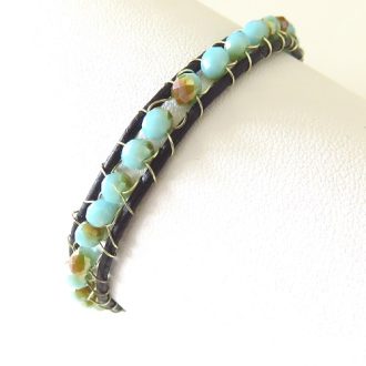 bracelet wrap perles bleues