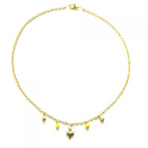 collier perles jaunes