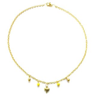 collier perles jaunes