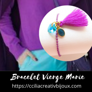 bracelet pompon la vierge marie