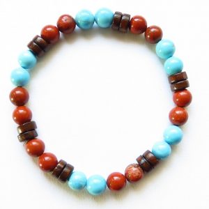 bracelet jaspe rouge et turquoise