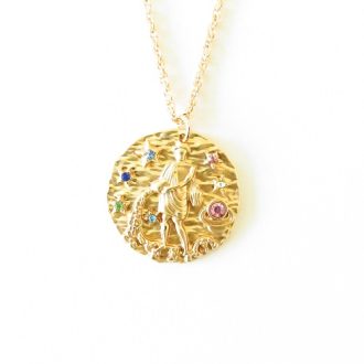 collier zodiaque verseau strass rose