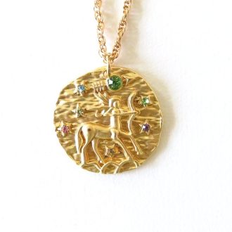 collier zodiaque sagittaire strass vert