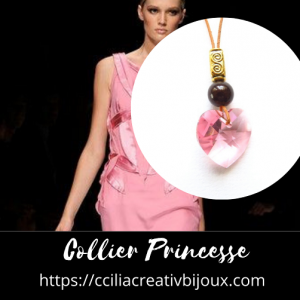 collier cœur rose