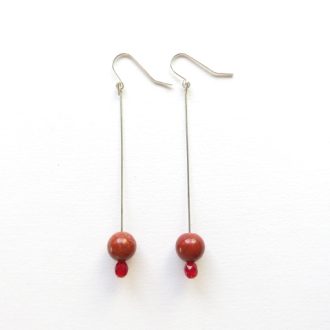boucles d'oreilles jaspe rouge