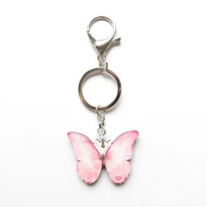 porte-clés papillon rose