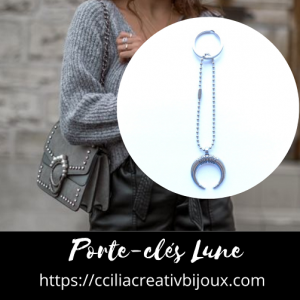 porte-clefs lune argentée