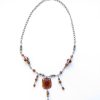 collier perles marron orange