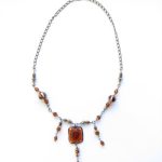 collier perles marron orange